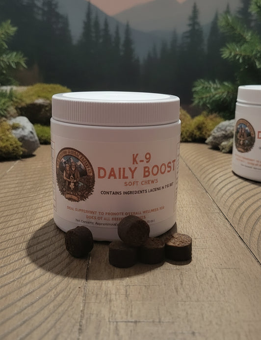K-9 Daily Boost – Complete multivitamin support with salmon oil, probiotics, and greens blend